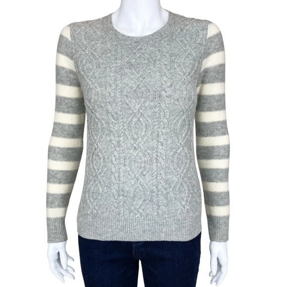 Wallace Madewell Wool Cable Knit Stripes‎ Pullover Sweater - Picture 2 of 6